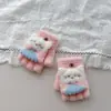 Guantes de Gato Hembra de Dibujos Animados con Dedos Medios abatibles para Edades 2-7, Resistentes al Frío Invernal y Cálidos, Engrosados para Guardería, Lindos para Uso al Aire Libre