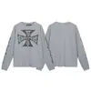 Marca Tendência Transfronteiriça WCC Estilo Americano Retrô vintage Sânscrito Arma Camiseta Solta de Manga Longa para Casal Masculina e Feminina