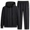 Traje deportivo casual de dos piezas para hombre, primavera y otoño, transpirable, algodón puro, corte holgado, talla grande, suéter cárdigan moderno y pantalones