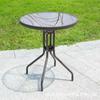 Mesa de Lazer para Pátio/Varanda Temperada Externa com Estrutura de Ferro, Mesa de Centro Pequena à Prova d'Água e Resistente ao Sol para Uso Externo em Lojas de Chá com Leite