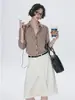 Camisa de manga larga a rayas con bloques de color estilo "old money" francés para mujer, holgada y relajada para el verano, adecuada como camisa de protección solar