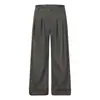 L99818 High Street Estilo Americano Unisex Moda Urbana Retro Estilo Old Money Diseño de Color Sólido Pantalones Holgados de Calle para Hombre
