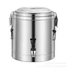 Novo Balde Isolado de Aço Inoxidável, Balde de Arroz Comercial de Grande Capacidade para Barracas, Balde de Sopa Isolado de Três Camadas para Cantinas Escolares