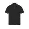 Camiseta de Manga Corta con Cuello Alto y Media Cremallera para Hombre, Sencilla, Color Sólido, Holgada, Casual, Verano, Diseño INS de Marca
