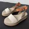 Sandalias Planas de Cuero de Vaca Transpirables de Suela Gruesa para Mujer Verano 2026, Estilo Romano de Una Correa, Zapatos para Mujer que Aumentan la Altura para Vacaciones en la Playa
