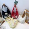 Bolsa Grande de Moda Feminina 2024 Nova Primavera Bolsa de Braço Axila Moda Estudante Lona Bolsa Tote para o Dia a Dia