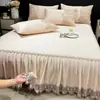 Nuevo Estilo Primavera y Verano 2026 Juego de Tres o Cuatro Piezas con Falda de Cama y Funda Nórdica de Algodón Puro de Fibra Larga de Doble Capa