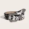 Cinturón de Estampado de Leopardo de Comercio Exterior para Mujer, Estilo Retro Americano, Cinturón de Cuero Personalizado de Estilo Trendy Ins, Cinturón de Subcultura, Al Por Mayor en Stock