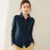 Camisa de cashmere tricotada com gola POLO feminina 2024 outono e inverno nova camisa de base elegante de emagrecimento de cashmere