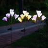 Luzes Solares de Flor de Lírio com 4 Flores Artificiais de LED para Pátio Externo, Luzes de Jardim, Luzes de Gramado, Luzes Solares