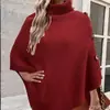 Otoño e Invierno nuevo Europeo y Americano Amazon comercio exterior color liso cuello alto chal Capa Transfronterizo suéter suéter abrigo para mujeres
