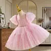 Vestido de Festa para Anfitriã Infantil, Vestido para Apresentação de Piano, Vestido de Princesa para Aniversário de Menininha, Vestido de Passarela para Meninas, Alto Padrão