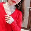 Camiseta Interior de Malla con Cuello Medio Alto para Mujer, Manga Larga de Gasa Transparente Súper Hada con Cortes Estilo Otoño e Invierno, Top Interior con Encaje