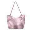 Bolsa de ombro feminina color block listrada, grande capacidade, bolsa tote 2026, design simples e fresco, bolsa de mão estilosa
