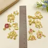 12 Mancuernas de Fortuna Doradas Lisas, Candado de Longevidad, Sonajero de Salud Colgante para Collar Pulsera Accesorios de Joyería DIY