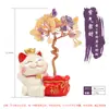 Árvore da Fortuna de Cristal Natural Base Gato da Sorte Ornamento de Cristal de 6 Galhos Gato da Sorte Decoração de Mesa de Escritório
