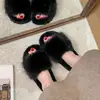 Pantuflas Peludas Transfronterizas, Calzado Exterior Grueso de Suela Gruesa para Mujer, Nuevas Pantuflas de Algodón Perezosas para el Hogar Peludas Otoño e Invierno 2025