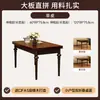 Mesa de Comedor de Madera Maciza Estilo Francés Mid-Century, Mesa Apilable para Apartamentos Pequeños, Mesa Cuadrada Retro Ahorradora de Espacio para Comer Contra la Pared