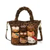 2025 Bolso Versátil Retro Nuevo Dibujo Animado Casual para Mujer Bolso Cruzado Coreano de Nicho Terciopelo Estampado de Leopardo Bolso de Hombro