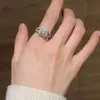 Anillo en Y con Circonita Micropavimentada para Mujer, Diseño de Nicho Ins, 1 Quilate Moderno de Lujo Ligero, Anillo de Imitación Moissanita, Regalo