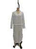 Moda Femenina Otoño 2026 Transfronteriza Europea y Americana Color Sólido Borde Deshilachado Patchwork Cuello en V Holgado Casual Vestido de Manga Larga para Mujer