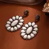Brincos Estilo Boêmio Brincos Vazados Turquesa em Forma de Leque Retrô Brincos Exagerados Estilosos Femininos Estilo Exótico