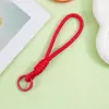Cordão de Celular Colorblock Curto Espesso Trançado Amarrado Pulseira de Pulso Chaveiro de Pelúcia Cordão Anti-Perda Pingente