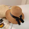 Sombrero de Paja Retro de Ala Ancha para Mujer Verano Playa Parte Superior Plana Protector Solar Sombrilla Sombrero de Pescador Playa Foto Playa Estilo Francés