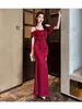 Vestido Sexy de un Hombro con Tirantes Vestido para Karaoke Baño de Pies Masaje Sauna Spa Club Técnico de Masaje de Pies Ropa de Trabajo Falda Larga