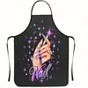 Delantal de Manicurista de Moda Transfronterizo para Salones de Uñas, Impreso en 3D, Anti-Manchas, Impermeable, Delantal Creativo y Original para el Hogar, Venta al por Mayor por Fabricante