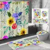 Serie de Flores de Amazon Impresión Digital Poliéster Impermeable y Resistente al Moho Cortina de Ducha Juego de Cuatro Piezas Nuevo Producto del Fabricante para Separación de Seco y Húmedo