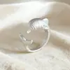 Anel de Golfinho Fofo Estilo Coreano Design de Nicho Feminino Fashionável Estiloso Estilo Ins Banhado a Prata Doce e Fofo Anel de Animal