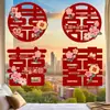 Pegatinas Decorativas Antiestáticas para Bodas con Personaje de Doble Felicidad 3D para Decoración de la Habitación de Boda, Set Especial para Puerta de Boda y Arreglo de Dormitorio