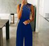 2023 Explosões transfronteiriças europeias e americanas Tijolo Wide-leg Jumpsuit Cintura-cravejado Vestido de uma peça Vestido de Verão Cor Sólida