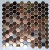 Azulejos Mosaico Espelhados Hexagonais Pequenos de Aço Inoxidável Metálico Estilo Europeu KTV Bar Entrada Azulejos de Parede com Fundo Preto Dourado