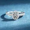 Anillo Irregular de Moissanita Oval de 1 Quilate Forma de Huevo de Paloma para Mujer, Anillo de Boda de Plata S925 de Moda