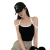 Camisola de Verano Picante con Tirantes Cruzados para Mujer con Almohadillas Integradas, Espalda Bonita, Corte Ajustado, Top Tubo Base Adelgazante