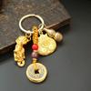 Llavero con colgante de bolsa de dinero del zodiaco de latón, para llaves de coche de hombre y mujer.