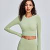 Explosiones Transfronterizas Camiseta Deportiva con Tirantes Sexy para Mujer Ajustada de Manga Larga Ropa de Yoga Elástica de Secado Rápido Ropa para Correr y Fitness