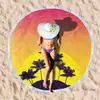 Toalha de Praia Redonda de Microfibra Estampada Transfronteiriça com Franjas, Proteção Solar à Beira-Mar, Toalha de Banho de Secagem Rápida, Toalha Esportiva para Adulto