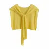 Chal de Punto de Seda de Hielo con Protección Solar para Mujer, Estilo Corto de Verano Delgado, Chal de Hombro Anudado, Bufanda Capa para Protección del Cuello