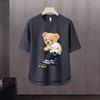 Camiseta de manga curta masculina Moda Marca Verão Manga Solta de Cinco Pontos 2024 Nova Internet Trendy Ins Simples Top Impresso