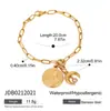 Jingqiao Design Sense Nicho Aço Titânio Ouro 18K Aço Inoxidável Zircônia Acessórios Moeda Lua Incrustada Zircônia Pulseira de Copo