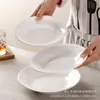Plato de Cerámica Blanco Puro para Uso Doméstico, Plato para Filete Estilo Occidental de Hotel, Plato Hondo, Plato Plano, Plato Redondo Comercial, Apto para Microondas