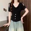 Moda Femenina Tallas Grandes Verano 2026, Diseño, Ceñidor de Cintura, Adelgazante, Hombros Descubiertos, Camisa, Camiseta, Camisa Básica, Top de Moda