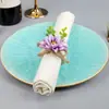 Anillo de servilleta de flor artificial de madera, hebilla de servilleta de margarita de cuerda de cáñamo, decoración de mesa de banquete, anillo de servilleta para fiesta de bodas, en stock