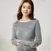 Suéter de Cashmere Francês de Um Ombro para Mulheres, Manga Longa, Corte Justo, Moderno, Simples, Camada Base de Tricô, Estilo Suave, Roupa Íntima de Suéter