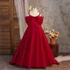 Novo Vestido Grande Estilo Transfronteiriço para Menina, Vestido Longo Sem Mangas Ombro a Ombro, Vestido de Princesa com Cauda para Menina, Vestido de Apresentação para Anfitriã