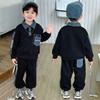 Traje de Polo con Cuello de Mezclilla para Niños Conjunto de Dos Piezas Estilo Coreano Primavera y Otoño Ropa Elegante y Genial para Niños Moda para Bebés Ropa para Niños