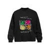 Camiseta de Manga Longa com Estampa de Frutas Doodle Primavera e Outono Masculina Solta Casual Tendência Personalidade Criativa INS Gola Redonda Top